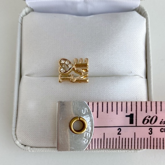 I Love Me Small Self Confidence Gold Tone Stud Earrings with hearts - Picture 12 of 12